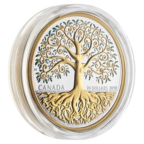 2018 Canadian $20 Tree of Life - 1 oz Fine Silver & Gold-plated Coin