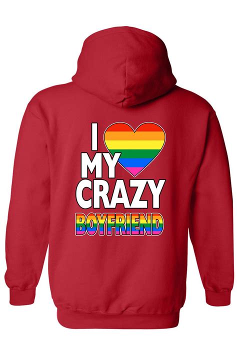 Unisex Pullover Hoodie I Love My Crazy Boyfriend Lgbt Gay Lesbian
