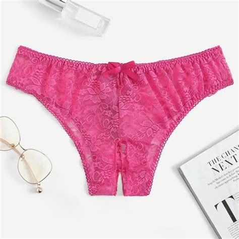 1pc Women Sexy Lingerie Erotic Open Crotch Panties Floral Lace Panty Underwear Underpants Brief