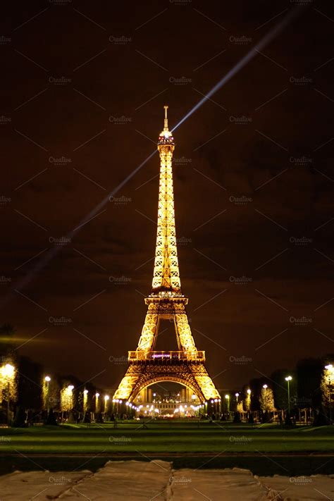 Eiffel Tower Illuminating High Quality Architecture Stock Photos