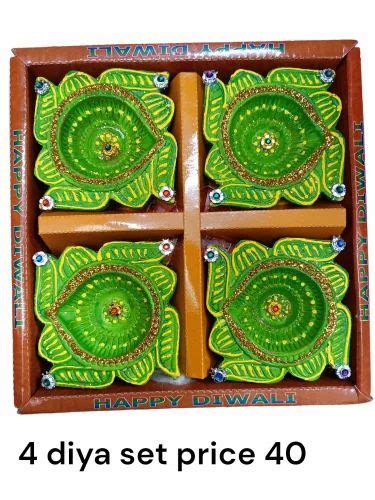 Diwali 4 Decorative Clay Diya Set Finish Type Full Finish At Rs 50