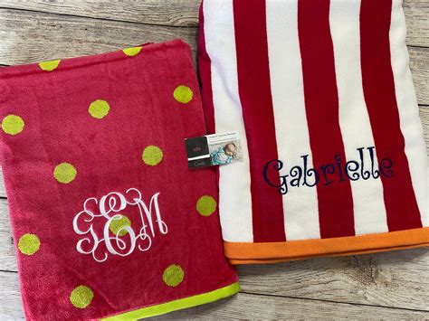Extra Large Monogrammed Beach Towel Monogrammed Striped Beach Etsy