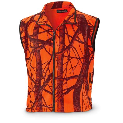 Wfs Non Pill Fleece Blaze Orange Camo Vest 645640 Blaze Orange