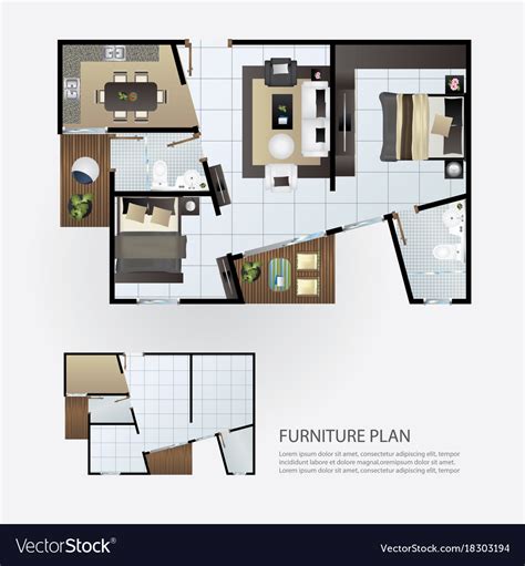 Layout Interior Plan With Furniture Royalty Free Vector