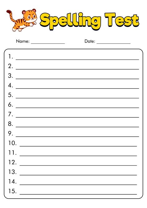 12 Blank Spelling Worksheets