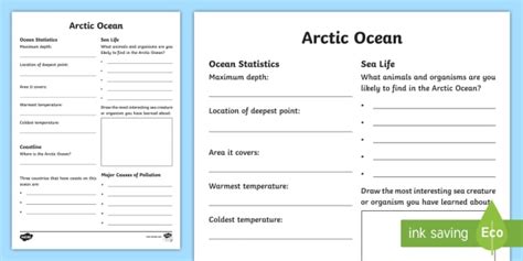 Arctic Ocean Fact File Worksheet Worksheet Teacher Made