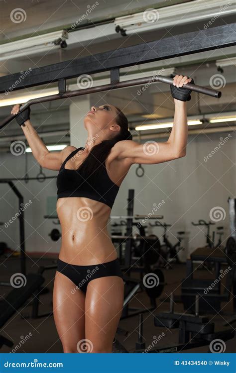 Image Of Sexy Sweaty Girl Exercising In Gym Stock Photo Image