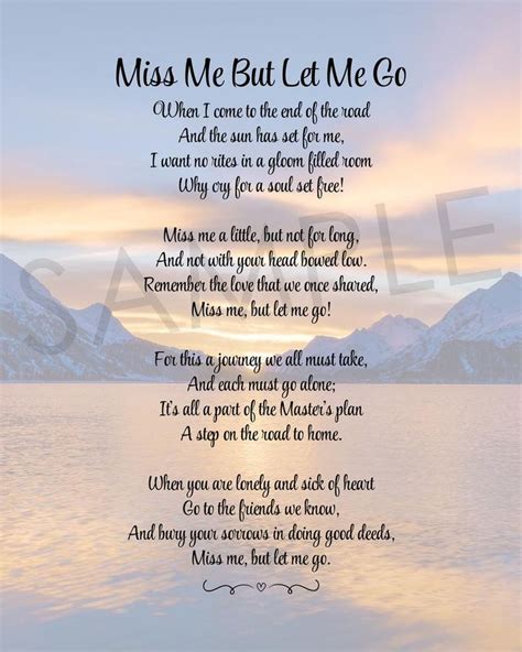 Miss Me But Let Me Go Funeral Poem Lost Loved One Poem In Etsy