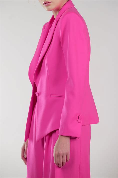 Hot Pink Blazer With Over Sized Shoulders Styland