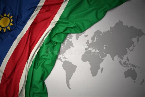 Waving Colorful National Flag Of Namibia Stock Image Image Of Ensign