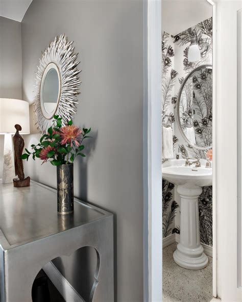 Powder Room With Whimsical Wallpaper Hgtv