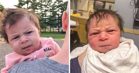 A Baby Born With A Grumpy Face Expression Goes Viral Bright Side