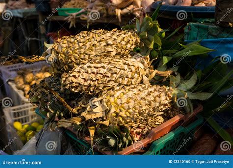 Pineapple Sell In Local Traditional Market Photo Taken In Bogor Jakarta