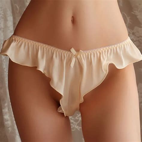 WOMEN SILK SATIN SEXY Panties Briefs Ruffle Underwear Lingerie Knickers NEW EUR PicClick FR
