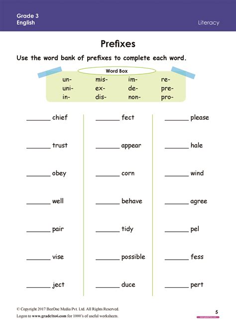 Free Prefix Worksheets