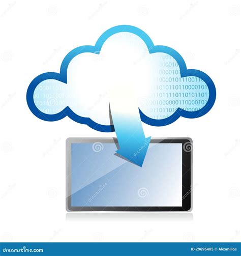 Tablet With Cloud Computing Symbol On A Screen Stock Illustration