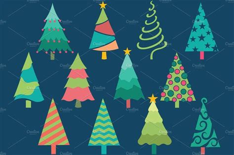 Christmas Tree Elements Set Colorful Trees Wordpress Theme