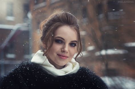 wallpaper women outdoors model depth of field blue eyes brunette snow winter fashion