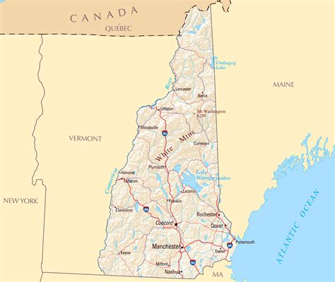 New Hampshire Map Of Towns World Map