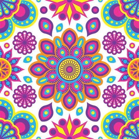 Rangoli Colorful Geometric Flowers Seamless Pattern Background 12711800