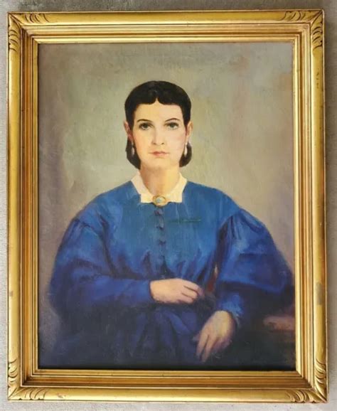 Listed Artist Antique 1800s 19c Original Oil Canvas Woman Portrait