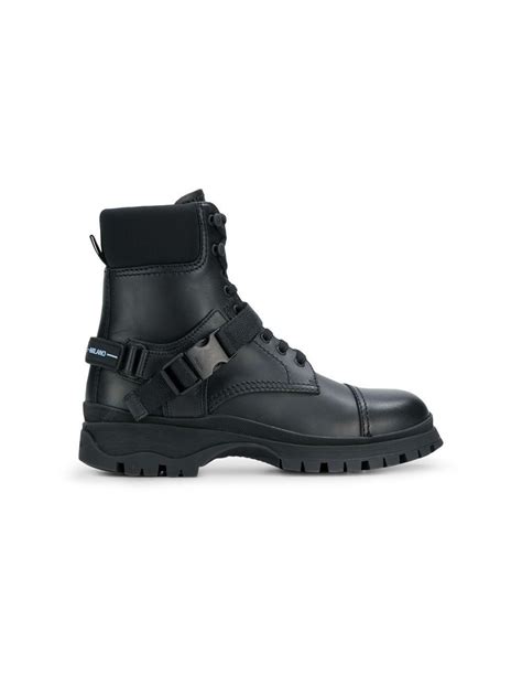 Prada Lace Up Combat Boots In Black Lyst