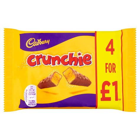 cadbury crunchie 1 chocolate bar 4 pack 104 4g 4pk pack of 10 british chocolate factory