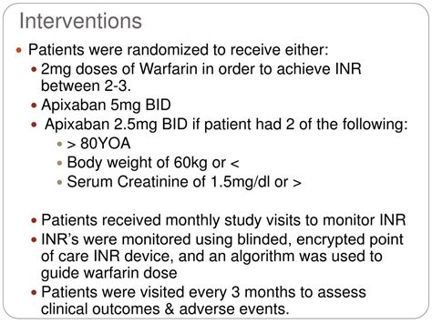 Ppt Apixaban Versus Warfarin In Patients With Atrial Fibrillation