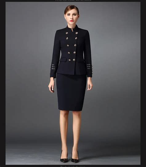 Black Women Blazer Suits Elegant With Skirt Cotton Blended Jacket Skirt