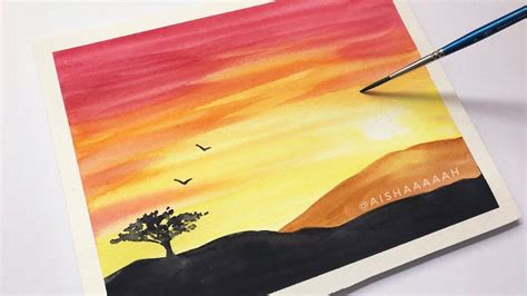 I tried to keep thing painting simple and easy. Easy Watercolor Sunset Tutorial for Beginners Step By Step (With images) | Watercolor paintings ...