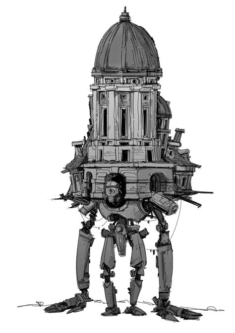 Tower Mech By George Brad Mech Concept Art Tower