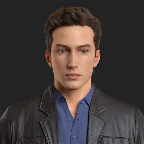 3d Male Character Realistic Hair Model Model Hair Realistic Hair Model