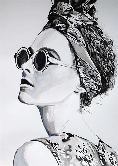 girl with sunglasses drawing by aleksandra djokic rakic
