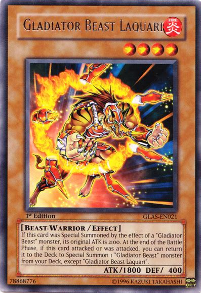 There's even been a new series for the anime announced for 2020 in honor of this stunning achievement. Card Errata:Gladiator Beast Laquari - Yu-Gi-Oh!
