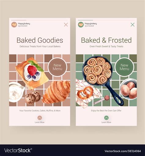 Instagram Template With Bakery Design For Online Vector Image