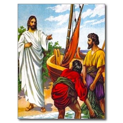 Matthew 418 22 Jesus Calls Fishermen To Follow 2p Postcard Zazzle