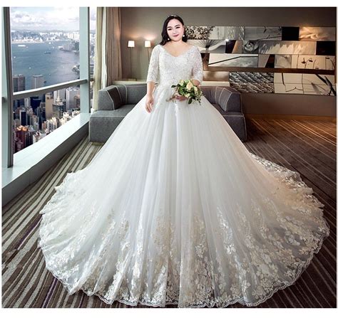 2019 plus size for fat women wedding dress xl 4 xl special you in marriage beautiful v neck long