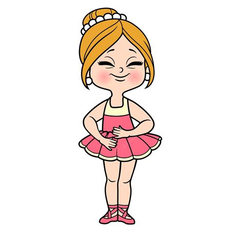Premium Vector Beautiful Cartoon Ballerina Girl In Lush Tutu Stand On