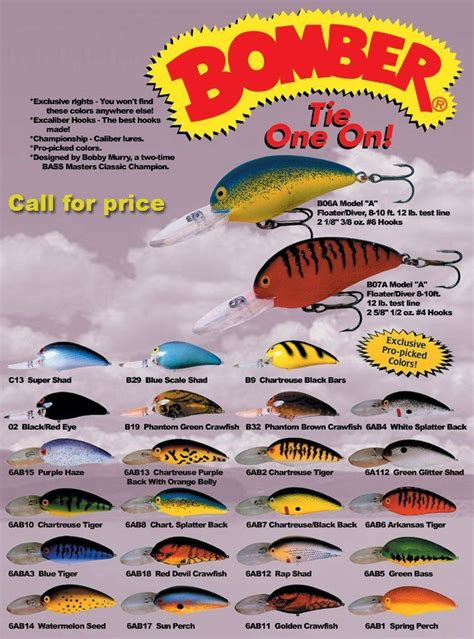 Bomber Model A 2005 Pro Picked Color Chart Homemade Fishing Lures