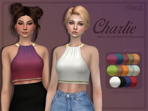 Charlie Metal Collar Crop Top With Chains At Trillyke Sims 4 Updates