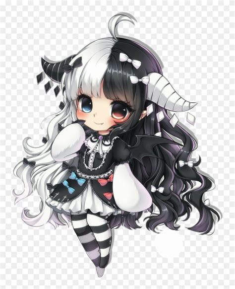 Download Chibi Demon Cute Blackblackandwhite Anime Kawaii