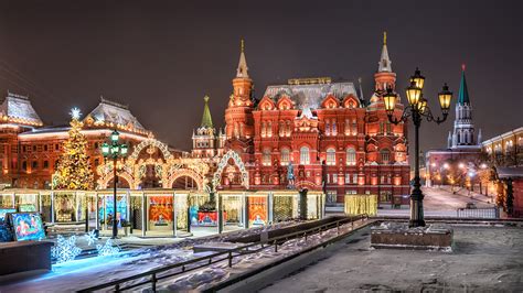 Images Moscow Russia Christmas Town Square Manezhnaya 1920x1080