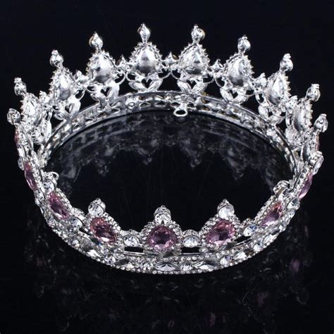 Vintage Princess Crystal Tiara Pink Rhinestone Bridal Hair