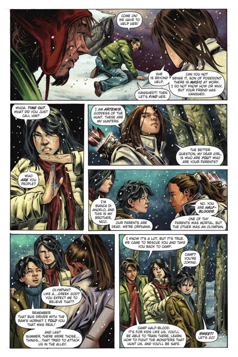 A Comic Page With An Image Of Two People In The Snow