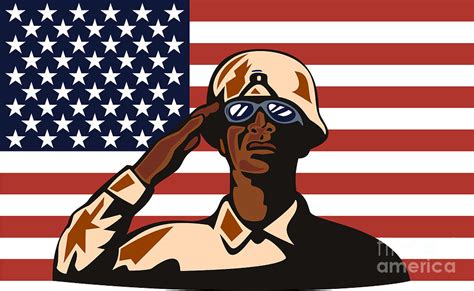 American Soldier Saluting Flag Digital Art By Aloysius Patrimonio