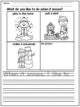 winter writing prompts  kindergarten   grade