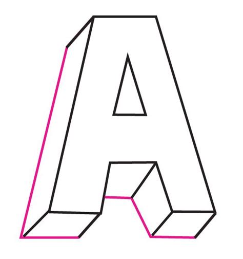 The Letter A Is Outlined In Pink And Black With A Diagonal Line On Top
