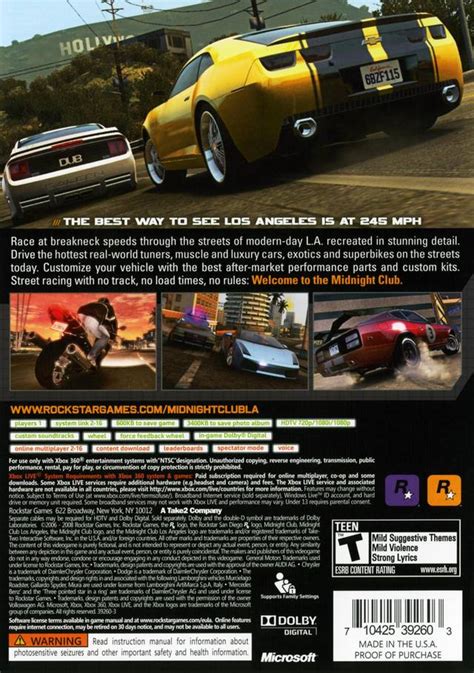 Midnight Club Los Angeles Box Shot For Xbox 360 Gamefaqs