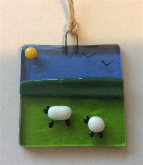 Fused Glass Sheep And Spring Lamb Sun Light Catcher Hanging Etsy