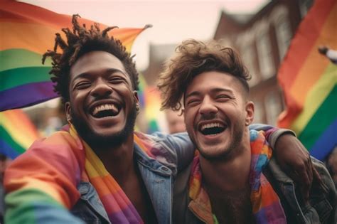 Premium Ai Image Two Men Laughing And Laughing In A Parade